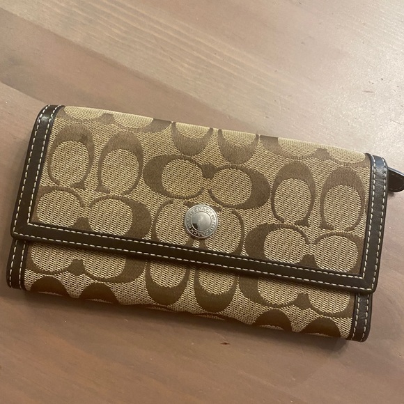 Coach Leather and Jacquard Fabric Wallet - Picture 1 of 5